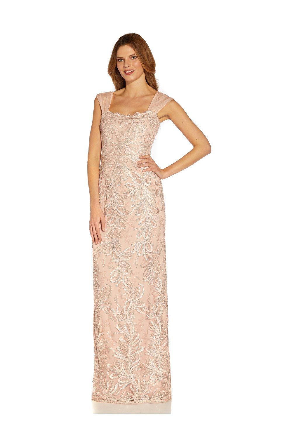 Dresses Ribbon Embroidery Column Gown Adrianna Papell